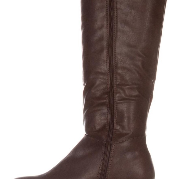 cognac mid calf boots